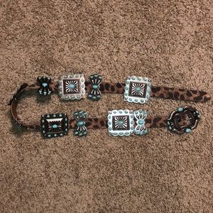 L&B leopard belt w/conchos